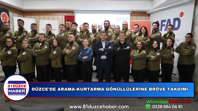 DÜZCE'DE ARAMA-KURTARMA GÖNÜLLÜLERİNE BRÖVE TAKDİMİ