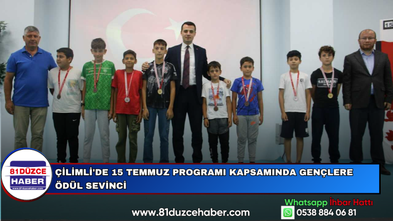 Çilimli'de 15 Temmuz Programı Kapsamında Gençlere Ödül Sevinci