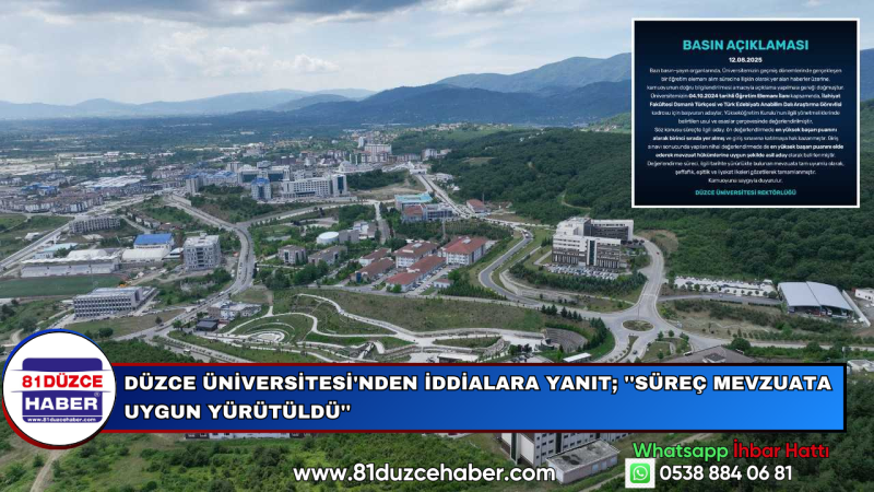 Düzce Üniversitesi'nden İddialara Yanıt; ''Süreç Mevzuata Uygun Yürütüldü''