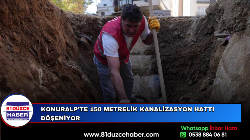 Konuralp'te 150 Metrelik Kanalizasyon Hattı Döşeniyor