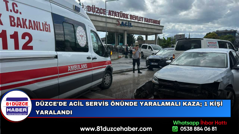 Düzce'de Acil Servis Önünde Yaralamalı Kaza; 1 Kişi Yaralandı