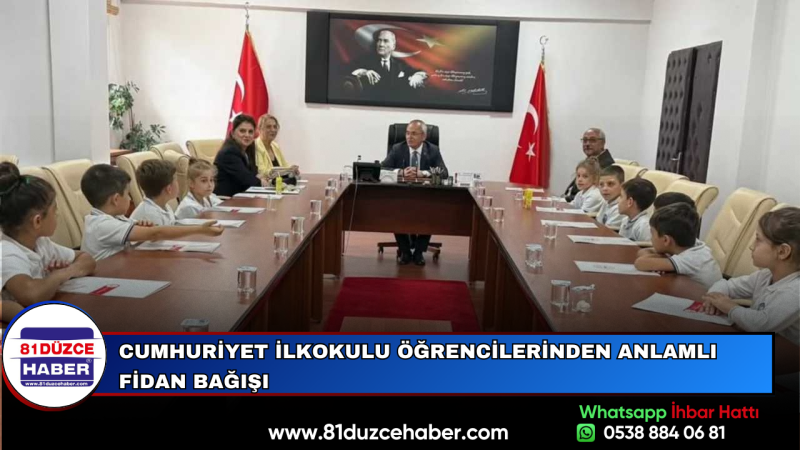 Cumhuriyet İlkokulu Öğrencilerinden Anlamlı Fidan Bağışı