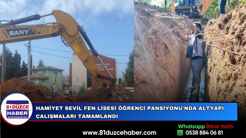 Hamiyet Sevil Fen Lisesi Öğrenci Pansiyonu'nda Altyapı Çalışmaları Tamamlandı