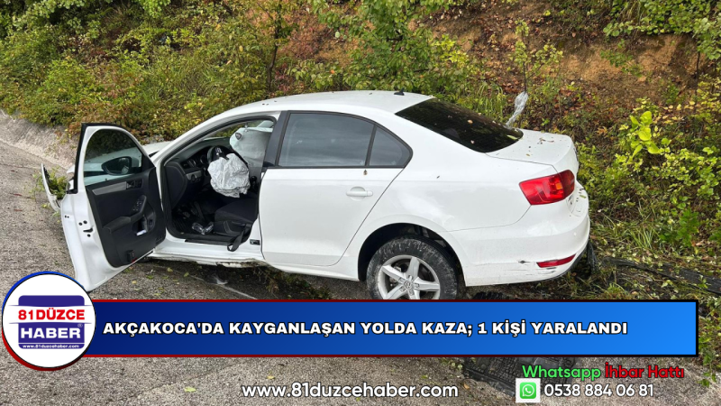 Akçakoca'da Kayganlaşan Yolda Kaza; 1 Kişi Yaralandı