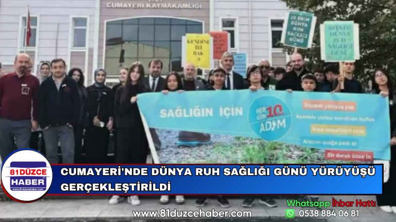 Cumayeri'nde Dünya Ruh Sağlığı Günü Yürüyüşü Gerçekleştirildi