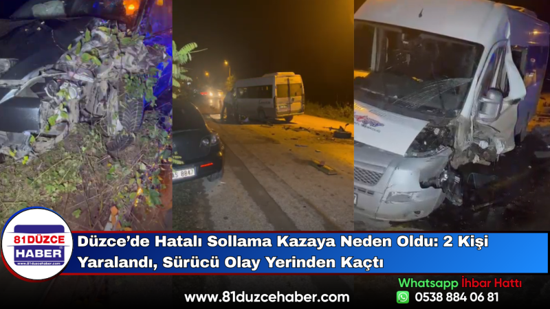 Düzce’de Hatalı Sollama Kazaya Neden Oldu: 2 Kişi Yaralandı, Sürücü Olay Yerinden Kaçtı