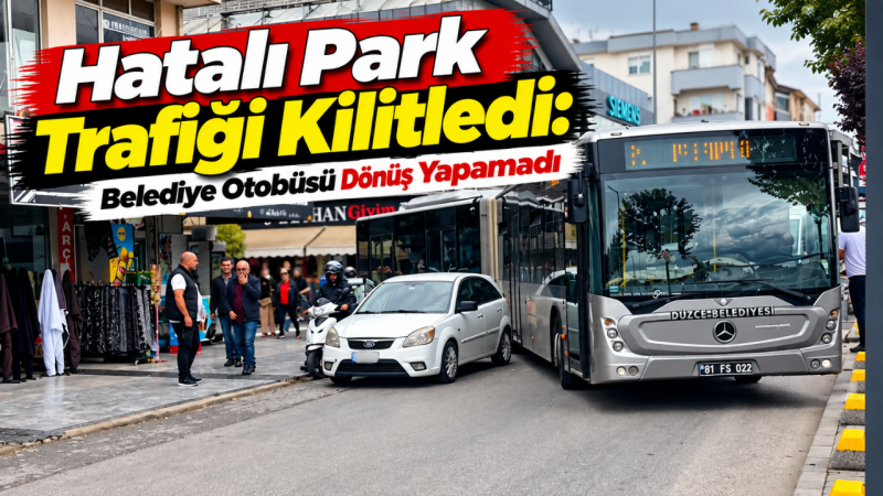 Hatalı Park Trafiği Kilitledi: Belediye Otobüsü Dönüş Yapamadı