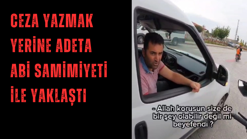 Polis ekiplerinden motosiklet sürücüsüne samimi uyarı