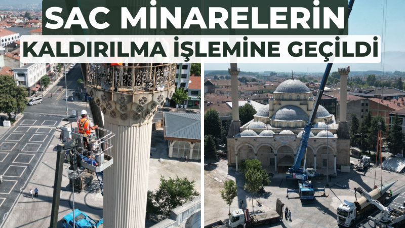 Caminin minare sökümü başlandı