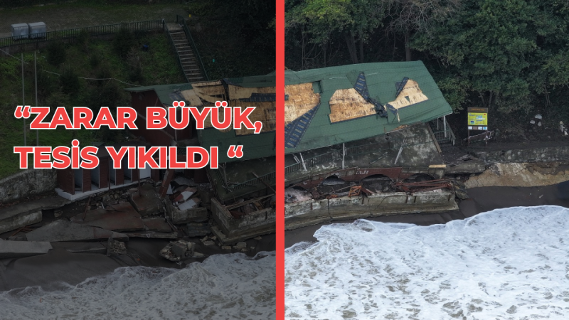 BELEDİYE AİT TESİS, ŞİDDETLİ FIRTINA VE DALGALARA DAYANAMADI