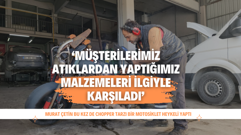 HURDA PARÇALARLA MOTOSİKLET HEYKELİ YAPTI 