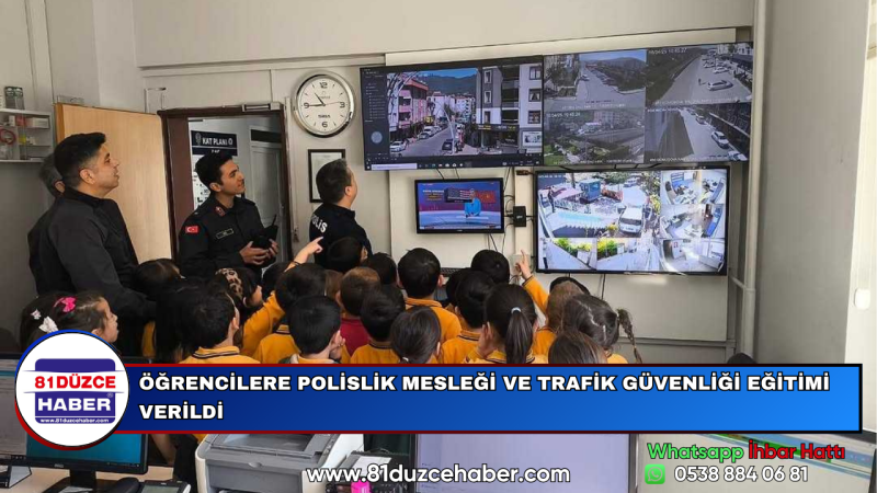 ÖĞRENCİLERE POLİSLİK MESLEĞİ VE TRAFİK GÜVENLİĞİ EĞİTİMİ VERİLDİ