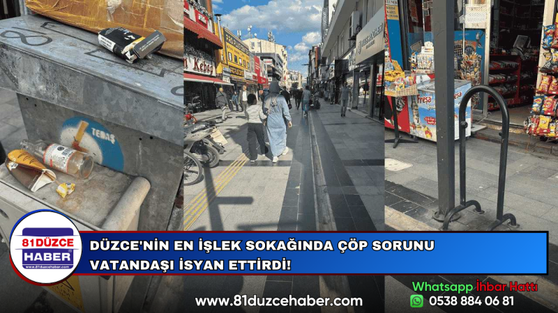 DÜZCE'NİN EN İŞLEK SOKAĞINDA ÇÖP SORUNU VATANDAŞI İSYAN ETTİRDİ!