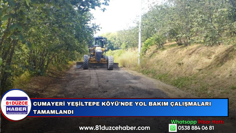 Cumayeri Yeşiltepe Köyü'nde Yol Bakım Çalışmaları Tamamlandı