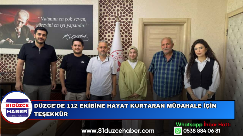 Düzce'de 112 Ekibine Hayat Kurtaran Müdahale İçin Teşekkür