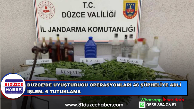 Düzce'de Uyuşturucu Operasyonları 46 Şüpheliye Adli İşlem, 6 Tutuklama