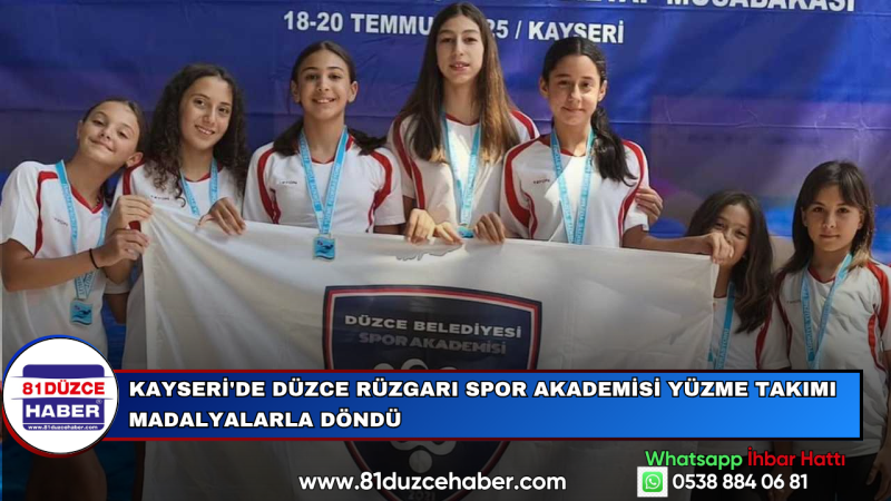 Kayseri'de Düzce Rüzgarı Spor Akademisi Yüzme Takımı Madalyalarla Döndü