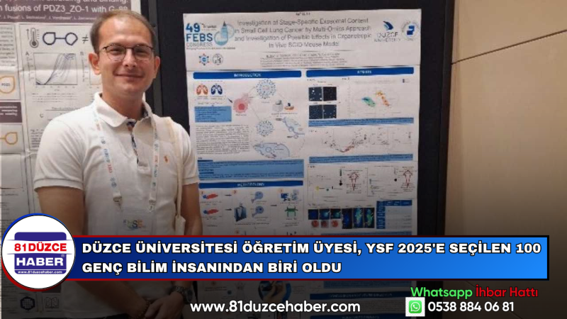 Düzce Üniversitesi Öğretim Üyesi, YSF 2025'e Seçilen 100 Genç Bilim İnsanından Biri Oldu