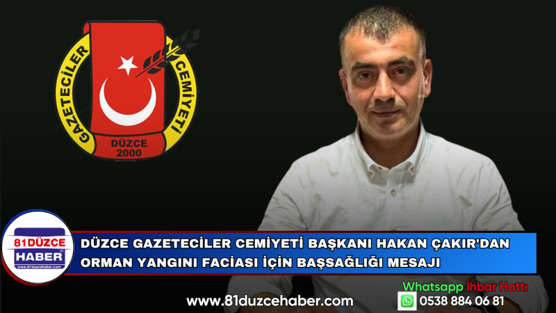 Düzce Gazeteciler Cemiyeti Başkanı Hakan Çakır'dan Orman Yangını Faciası İçin Başsağlığı Mesajı