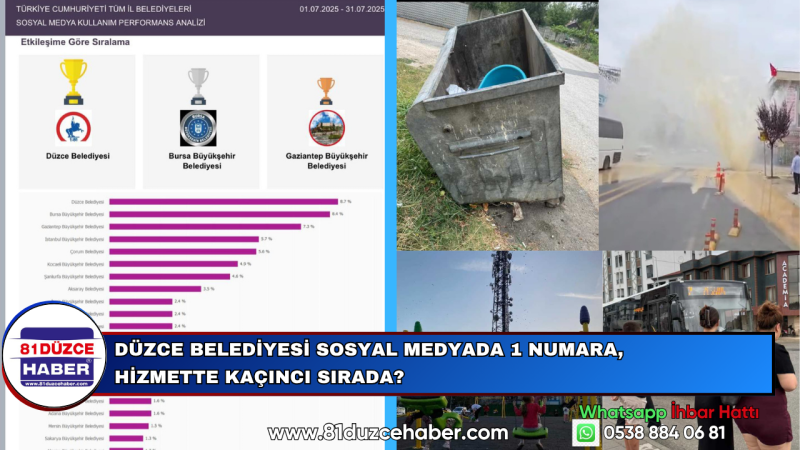 Düzce Belediyesi Sosyal Medyada 1 Numara, Hizmette Kaçıncı Sırada?