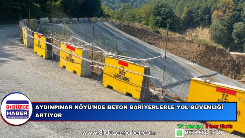 Aydınpınar Köyü'nde Beton Bariyerlerle Yol Güvenliği Artıyor