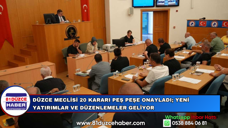 Düzce Meclisi 20 Kararı Peş Peşe Onayladı; Yeni Yatırımlar ve Düzenlemeler Geliyor