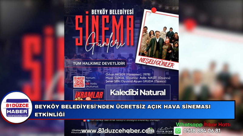 Beyköy Belediyesi'nden Ücretsiz Açık Hava Sineması Etkinliği