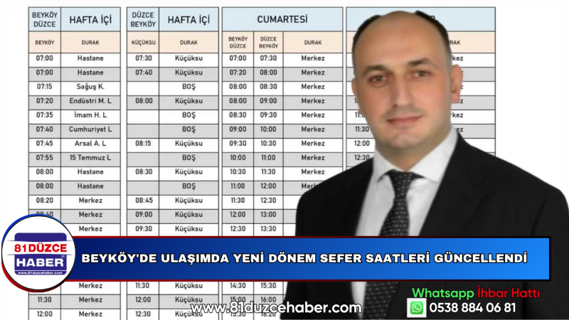 Beyköy'de Ulaşımda Yeni Dönem Sefer Saatleri Güncellendi