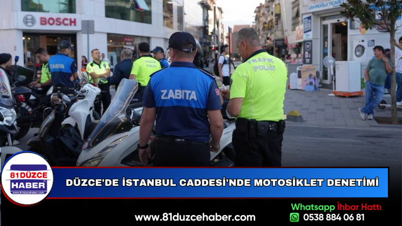 Düzce'de İstanbul Caddesi'nde Motosiklet Denetimi