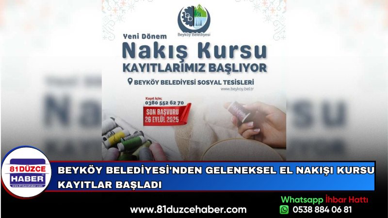 Beyköy Belediyesi'nden Geleneksel El Nakışı Kursu Kayıtlar Başladı
