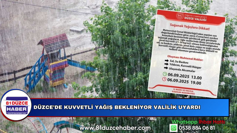 Düzce'de Kuvvetli Yağış Bekleniyor Valilik Uyardı