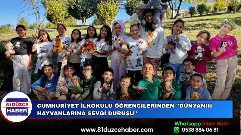 Cumhuriyet İlkokulu Öğrencilerinden ''Dünyanın Hayvanlarına Sevgi Duruşu''