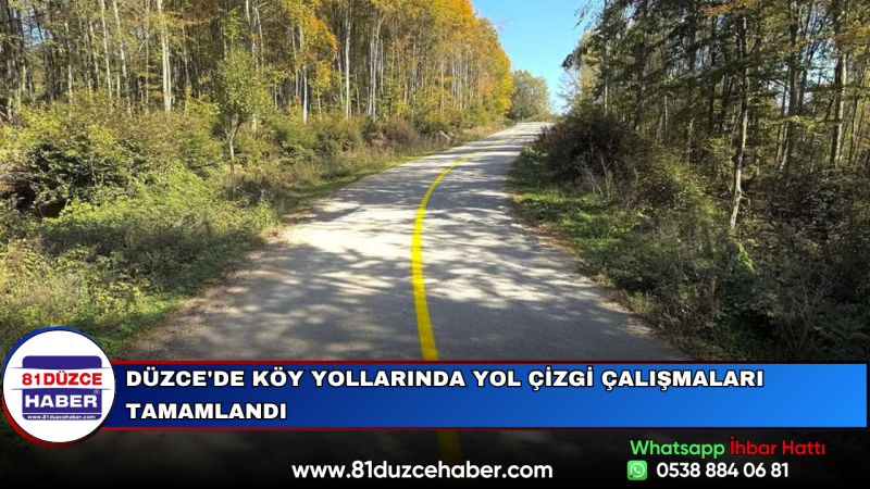Düzce'de Köy Yollarında Yol Çizgi Çalışmaları Tamamlandı