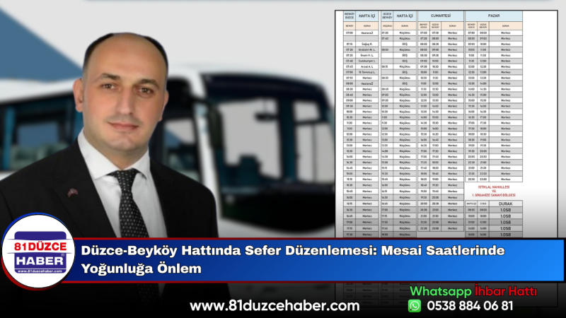 Düzce-Beyköy Hattında Sefer Düzenlemesi: Mesai Saatlerinde Yoğunluğa Önlem