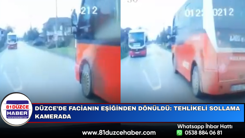 Düzce’de Facianın Eşiğinden Dönüldü: Tehlikeli Sollama Kamerada