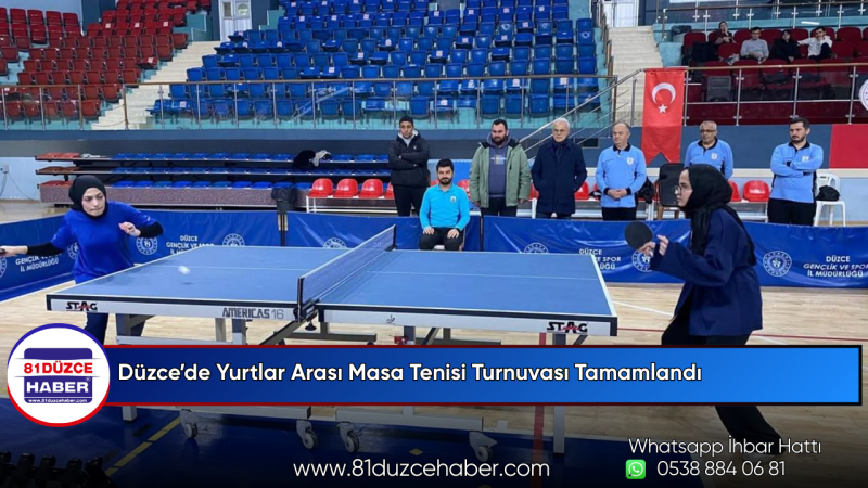 Düzce’de Yurtlar Arası Masa Tenisi Turnuvası Tamamlandı