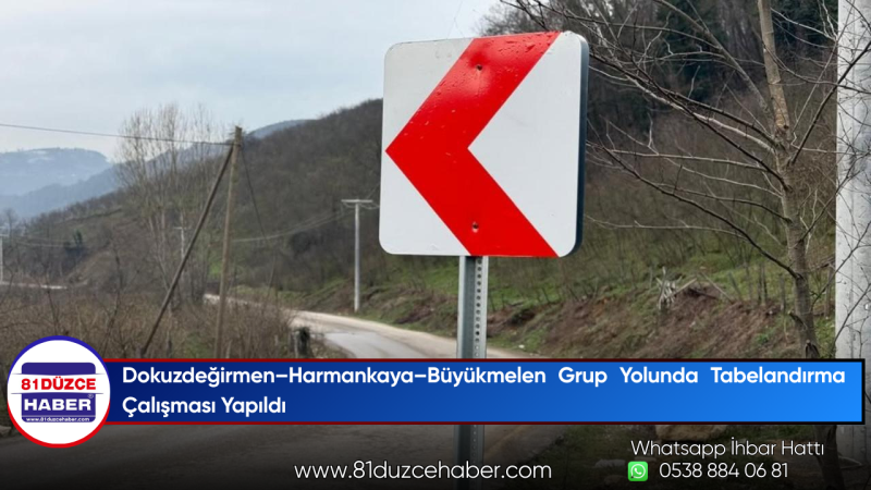 Dokuzdeğirmen–Harmankaya–Büyükmelen Grup Yolunda Tabelandırma Çalışması Yapıldı