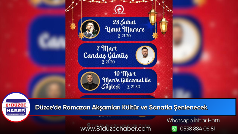 Düzce’de Ramazan Akşamları Kültür ve Sanatla Şenlenecek
