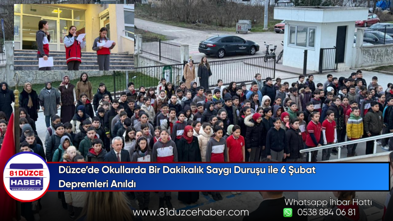 Düzce’de Okullarda Bir Dakikalık Saygı Duruşu ile 6 Şubat Depremleri Anıldı