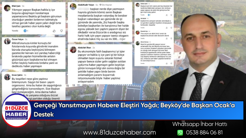Gerçeği Yansıtmayan Habere Eleştiri Yağdı; Beyköy’de Başkan Ocak’a Destek