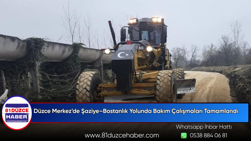 Düzce Merkez’de Şaziye–Bostanlık Yolunda Bakım Çalışmaları Tamamlandı