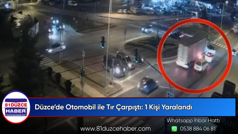 Düzce’de Otomobil ile Tır Çarpıştı: 1 Kişi Yaralandı