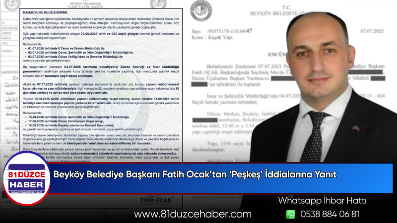 Beyköy Belediye Başkanı Fatih Ocak’tan ‘Peşkeş’ İddialarına Yanıt