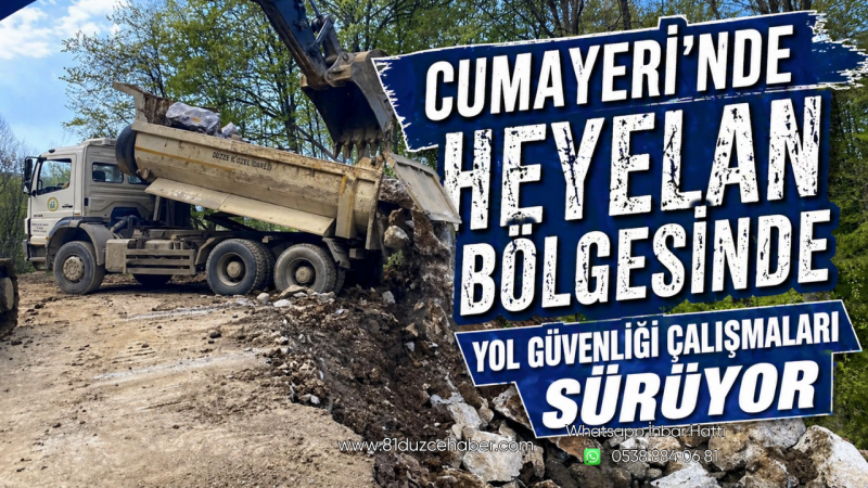 Cumayeri’nde Heyelan Bölgesinde Yol Güvenliği Çalışmaları Sürüyor
