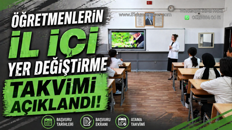 Öğretmenlerin İl İçi Yer Değiştirme Takvimi Açıklandı