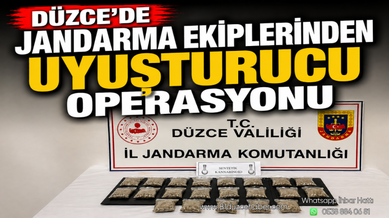 Düzce'de Jandarma Ekiplerinden Uyuşturucu Operasyonu