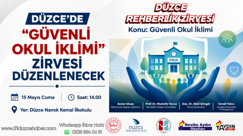 Düzce’de “Güvenli Okul İklimi” Zirvesi Düzenlenecek