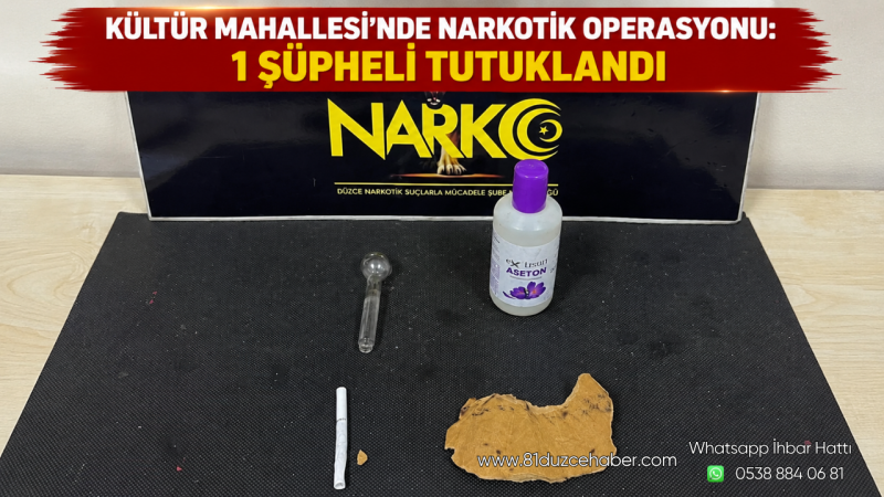 Kültür Mahallesi’nde Narkotik Operasyonu: 1 Şüpheli Tutuklandı