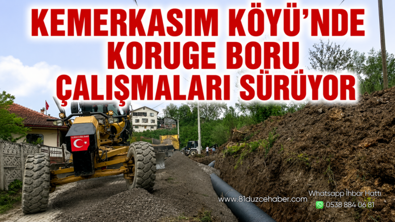 Kemerkasım Köyü’nde Koruge Boru Çalışmaları Sürüyor