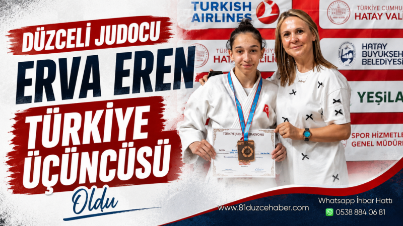 Düzceli Judocu Erva Eren Türkiye Üçüncüsü Oldu